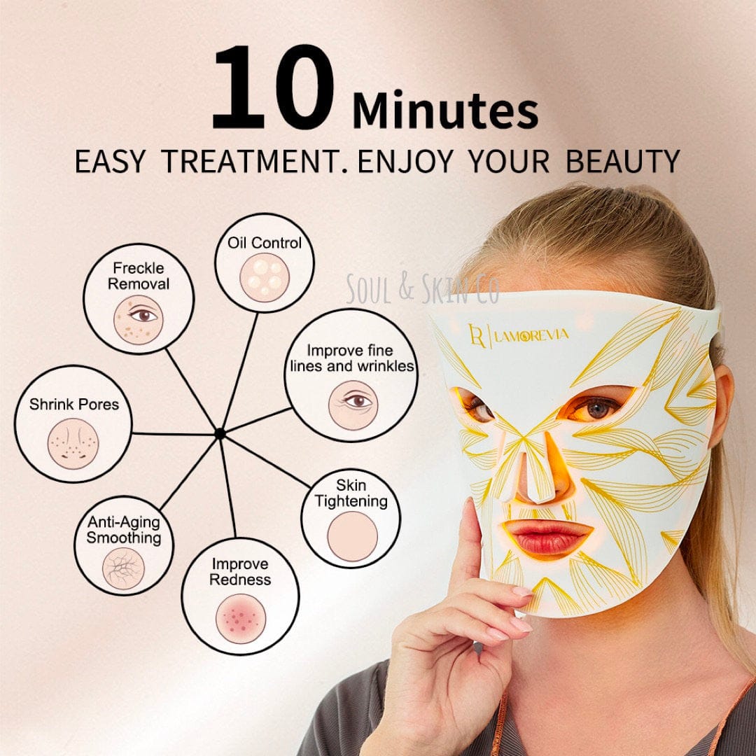 LAMOREVIA Silicon 180 LED Beauty Face Mask 祛痘印紅光面罩美容儀 光子嫩膚 淨白緊緻 光學美容儀